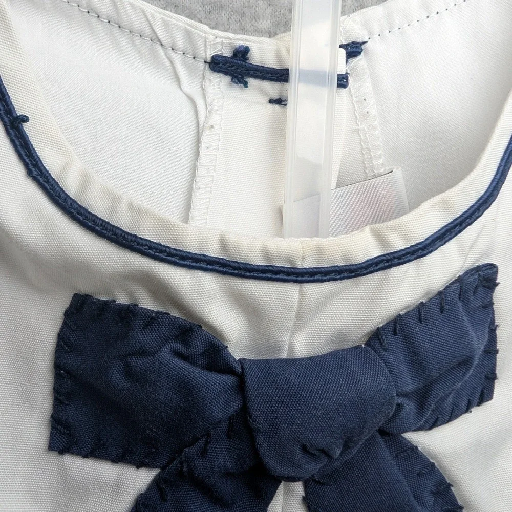 Good Lad Nautical Sailor Set White Navy Blue Bow Shorts 18M Toddler Girl Vintage